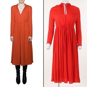 Maje Rouge Shirred Drawstring MIDI Dress